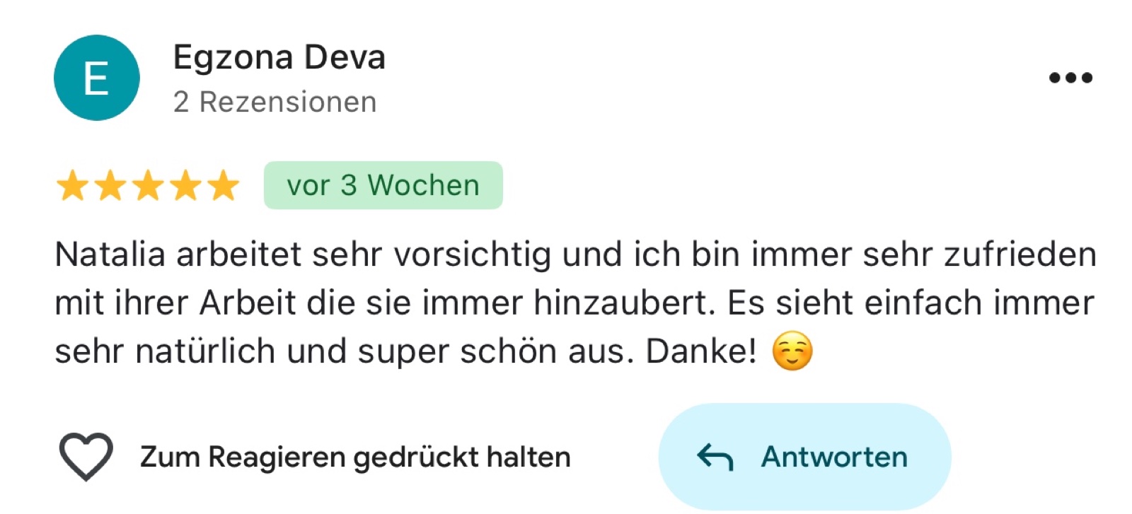 Bewertung über natürliche und schöne Wimpern