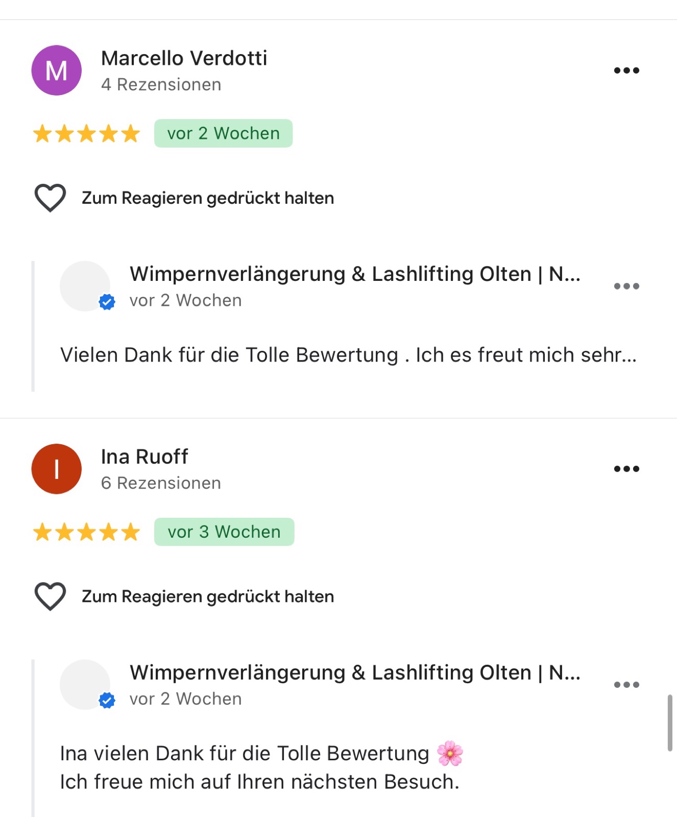 Neue Fünf-Sterne-Bewertungen des Studios
